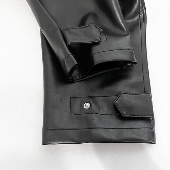 NWOT ARITZIA WILFRED FREE BLACK MODERN CARGO PANTS IN FAUX LEATHER - 4 - Picture 11 of 13